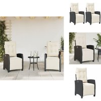 Vidaxl - Gartensessel mit Fußteil 2 Stk. Verstellbar Schwarz Poly Rattan - Gartenstuhl - Lounge Chair - Relaxsessel - Esszimmerstuhl - Balkonmöbel von VIDAXL
