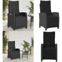 Vidaxl - Gartensessel mit Fußteil Verstellbar Schwarz Poly Rattan - Gartenstuhl - Relaxsessel - Outdoor Möbel - Gartenmöbel - Polyethylen-Rattan von VIDAXL