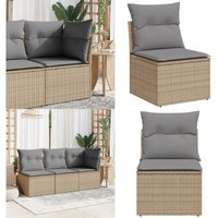 Vidaxl - Gartensessel ohne Armlehnen mit Kissen Beige Poly Rattan - Gartensessel - Gartenstuhl - Outdoor Möbel - Loungesessel - Rattan Gartenmöbel von VIDAXL