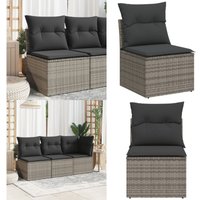 Vidaxl - Gartensessel ohne Armlehnen mit Kissen Grau Poly Rattan - Gartensessel - Gartenstuhl - Loungesessel - Outdoor Möbel - Rattan Gartenmöbel von VIDAXL