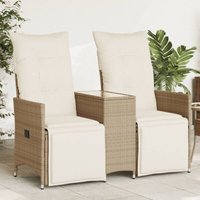 Vidaxl - Gartensofa 2-Sitzer Verstellbar mit Tisch Beige Poly Rattan von VIDAXL