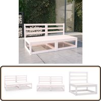 Gartensofa 2-Sitzer Weiß Massivholz Kiefer - Gartensofa - Holzsessel - Kieferngartenmöbel - Gartenlounge - Außenmöbel von VIDAXL