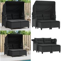Gartensofa 2-Sitzer mit Dach und Hockern Schwarz Poly Rattan - Gartensofa - Outdoor Möbel - Gartenmöbel - Rattan Gartenmöbel - Sonnendeck - Home & Gartensofa 2-Sitzer mit Dach und Hockern Schwarz Poly Rattan - Gartensofa - Outdoor Möbel - Gartenmöbel - Rattan Gartenmöbel - Sonnendeck - Home & von VIDAXL