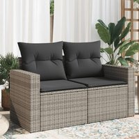 Gartensofa 2-Sitzer mit Kissen Grau Poly Rattan - Vidaxl von VIDAXL