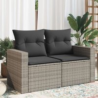 Vidaxl - Gartensofa 2-Sitzer mit Kissen Grau Poly Rattan von VIDAXL