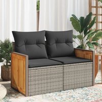 Vidaxl - Gartensofa 2-Sitzer mit Kissen Grau Poly Rattan von VIDAXL