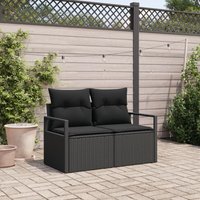 Vidaxl - Gartensofa 2-Sitzer mit Kissen Schwarz Poly Rattan von VIDAXL