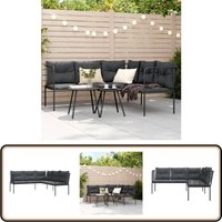 Vidaxl - Gartensofa in L-Form mit Kissen Schwarz Stahl und Textilene - Gartensofa - Ecksofa - Outdoormöbel - Lounge Set - Terrassenmöbel von VIDAXL