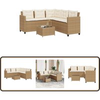 Vidaxl - Gartensofa in L-Form mit Tisch und Kissen Beige Poly Rattan - Gartensortiment - Outdoor-Möbel - Lounge Set - Rattanmöbel - Gartenlounge Vidaxl - Gartensofa in L-Form mit Tisch und Kissen Beige Poly Rattan - Gartensortiment - Outdoor-Möbel - Lounge Set - Rattanmöbel - Gartenlounge von VIDAXL