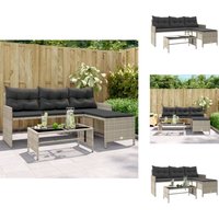 Gartensofa in L-Form mit Tisch und Kissen Hellgrau Poly Rattan - Outdoor Möbel - Gartenmöbel - Esszimmergarnitur - Lounge Set - Balkonmöbel von VIDAXL