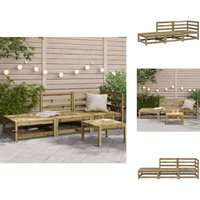 Gartensofa mit Hocker 2-Sitzer Kiefernholz Imprägniert - Gartenmöbel - Holzsessel - Esszimmergarnitur - Lounge Set - Gartenlounge von VIDAXL