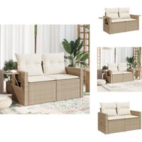 Vidaxl - Gartensofa mit Kissen 2-Sitzer Beige Poly Rattan - Outdoor Möbel - Gartenmöbel - Gartensofa - Lounge Set - Rattan Gartenmöbel von VIDAXL