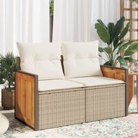 Vidaxl - Gartensofa mit Kissen 2-Sitzer Beige Poly Rattan Vidaxl - Gartensofa mit Kissen 2-Sitzer Beige Poly Rattan von VIDAXL