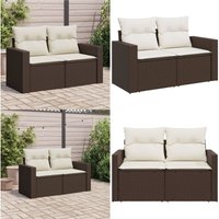 Vidaxl - Gartensofa mit Kissen 2-Sitzer Braun Poly Rattan - Outdoor Möbel - Gartenmöbel - Balkonmöbel - Lounge Set - Rattan Gartenmöbel - Home & von VIDAXL