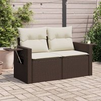Gartensofa mit Kissen 2-Sitzer Braun Poly Rattan - Vidaxl von VIDAXL