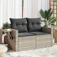 Vidaxl - Gartensofa mit Kissen 2-Sitzer Hellgrau Poly Rattan von VIDAXL
