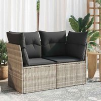 Vidaxl - Gartensofa mit Kissen 2-Sitzer Hellgrau Poly Rattan Vidaxl - Gartensofa mit Kissen 2-Sitzer Hellgrau Poly Rattan von VIDAXL