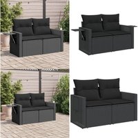 Vidaxl - Gartensofa mit Kissen 2-Sitzer Schwarz Poly Rattan - Gartensofa - Outdoor Möbel - Balkonmöbel - Lounge Set - Rattan Gartenmöbel - Home & Vidaxl - Gartensofa mit Kissen 2-Sitzer Schwarz Poly Rattan - Gartensofa - Outdoor Möbel - Balkonmöbel - Lounge Set - Rattan Gartenmöbel - Home & von VIDAXL