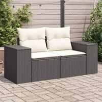 Gartensofa mit Kissen 2-Sitzer Schwarz Poly Rattan - Vidaxl von VIDAXL