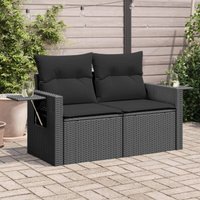 Gartensofa mit Kissen 2-Sitzer Schwarz Poly Rattan - Vidaxl Gartensofa mit Kissen 2-Sitzer Schwarz Poly Rattan - Vidaxl von VIDAXL