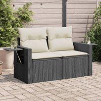 Vidaxl - Gartensofa mit Kissen 2-Sitzer Schwarz Poly Rattan von VIDAXL