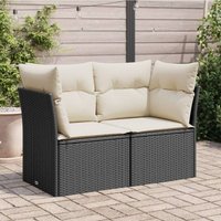 Vidaxl - Gartensofa mit Kissen 2-Sitzer Schwarz Poly Rattan von VIDAXL