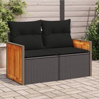 Vidaxl - Gartensofa mit Kissen 2-Sitzer Schwarz Poly Rattan von VIDAXL