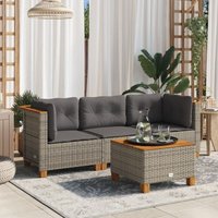 Vidaxl - Gartensofa mit Kissen 3-Sitzer Grau Poly Rattan Vidaxl - Gartensofa mit Kissen 3-Sitzer Grau Poly Rattan von VIDAXL