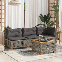 Vidaxl - Gartensofa mit Kissen 3-Sitzer Grau Poly Rattan Vidaxl - Gartensofa mit Kissen 3-Sitzer Grau Poly Rattan von VIDAXL