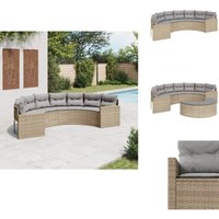 Gartensofa mit Kissen Halbrund Beige Poly-Rattan - Outdoor-Sofa - Gartensofa - Lounge Set - Halbrunder Tisch - Poolparty von VIDAXL