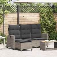 Gartensofa mit Liegefunktion Kissen L-Form Grau Poly Rattan - Vidaxl von VIDAXL
