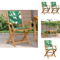 Gartenstühle 2 Stk. Blattmuster Massivholz Akazie & Stoff - Gartensaßsessel - Gartenmöbel - Holz Gartenstuhl - Akasie Möbel - Esszimmerstuhl von VIDAXL
