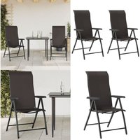 Vidaxl - Gartenstühle 2 Stk. Klappbar Schwarz Kaffeebraun Poly Rattan - Gartensaßsessel - Outdoor Sessel - Gartenmöbel - Balkon Möbel - Esszimmerset von VIDAXL