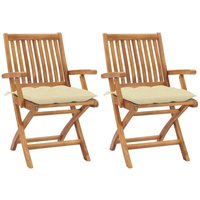 Vidaxl - Gartenstühle 2 Stk. mit Cremeweißen Kissen Massivholz Teak Vidaxl - Gartenstühle 2 Stk. mit Cremeweißen Kissen Massivholz Teak von VIDAXL