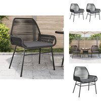 Gartenstühle 2 Stk. mit Kissen Schwarz Poly Rattan - Gartenstühle - Outdoormöbel - Balkonmöbel - Esszimmerstühle - Lounge Chair von VIDAXL