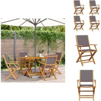 Vidaxl - Gartenstühle 4 Stk. Klappbar Anthrazit Stoff und Massivholz - Klappstuhl - Gartenstuhl - Esszimmerstuhl - Outdoor Möbel - Terrassentisch von VIDAXL