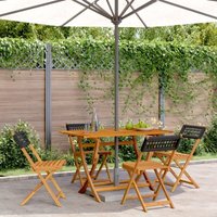 Vidaxl - Gartenstühle 4 Stk. Klappbar Schwarz Poly Rattan & Massivholz von VIDAXL