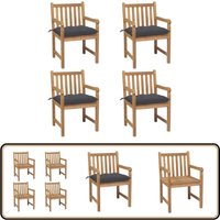 Vidaxl - Gartenstühle 4 Stk. mit Anthrazit Kissen Massivholz Teak - Gartenstühle - Holzmöbel - Outdoormöbel - Teakholz - Gartenmöbelset von VIDAXL