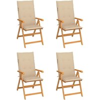 Vidaxl - Gartenstühle 4 Stk. mit Beigen Kissen Massivholz Teak von VIDAXL