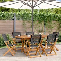 Vidaxl - Gartenstühle 6 Stk. Klappbar Schwarz Poly Rattan & Massivholz Vidaxl - Gartenstühle 6 Stk. Klappbar Schwarz Poly Rattan & Massivholz von VIDAXL