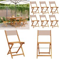 Vidaxl - Gartenstühle 6 Stk. Klappbar Taupe Stoff und Massivholz - Klappstuhl - Gartenstuhl - Esszimmerstuhl - Holzstuhl - Akazienholz - Home & Living von VIDAXL