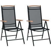 Gartenstühle Klappbar 2 Stk. Gartensessel Aluminium und Textilene Schwarz vidaXL von BONNEVIE