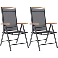 Gartenstühle Klappbar 2 Stk. Aluminium und Textilene Schwarz - Vidaxl von VIDAXL