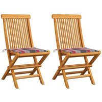 Vidaxl - Gartenstühle Rote Karomuster-Kissen 2 Stk. Massivholz Teak von VIDAXL