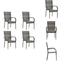 Vidaxl - Gartenstühle Stapelbar 4 Stk. Grau Poly Rattan - Gartensaßsessel - Stapelbare Gartenstühle - Gartenmöbel Set - Outdoor Möbel - Rattan Sessel Vidaxl - Gartenstühle Stapelbar 4 Stk. Grau Poly Rattan - Gartensaßsessel - Stapelbare Gartenstühle - Gartenmöbel Set - Outdoor Möbel - Rattan Sessel von VIDAXL