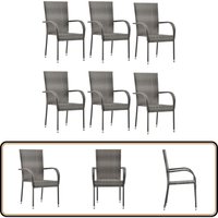Gartenstühle Stapelbar 6 Stk. Grau Poly Rattan - Gartensessel - Gartenstühle - Stapelbare Gartenstühle - Outdoor Möbel - Balkonmöbel von VIDAXL