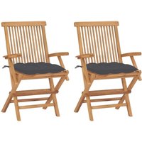 Vidaxl - Gartenstühle mit Anthrazit Kissen 2 Stk. Massivholz Teak Vidaxl - Gartenstühle mit Anthrazit Kissen 2 Stk. Massivholz Teak von VIDAXL