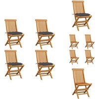 Vidaxl - Gartenstühle mit Anthrazit Kissen 4 Stk. Massivholz Teak - Gartensessel - Gartenmöbel - Teakholzmöbel - Klappbarer Stuhl - Outdoormöbel von VIDAXL