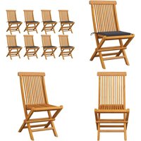 Vidaxl - Gartenstühle mit Anthrazit Kissen 8 Stk. Massivholz Teak - Teakholzmöbel - Gartenstühle - Klappstühle - Esszimmerstühle - Outdoormöbel Vidaxl - Gartenstühle mit Anthrazit Kissen 8 Stk. Massivholz Teak - Teakholzmöbel - Gartenstühle - Klappstühle - Esszimmerstühle - Outdoormöbel von VIDAXL