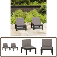 Vidaxl - Gartenstühle mit Auflagen 2 Stk. Kunststoff Grau - Gartensessel - Gartenmöbel - Loungesessel - Kunststoffe Sessel - Outdoor Möbel von VIDAXL
